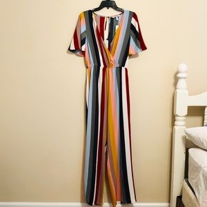NWT Multi-colored striped jumpsuit